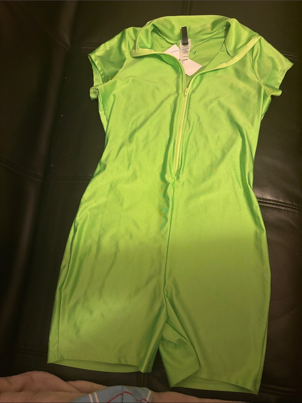 Neon Lime Active Zip-Front Romper